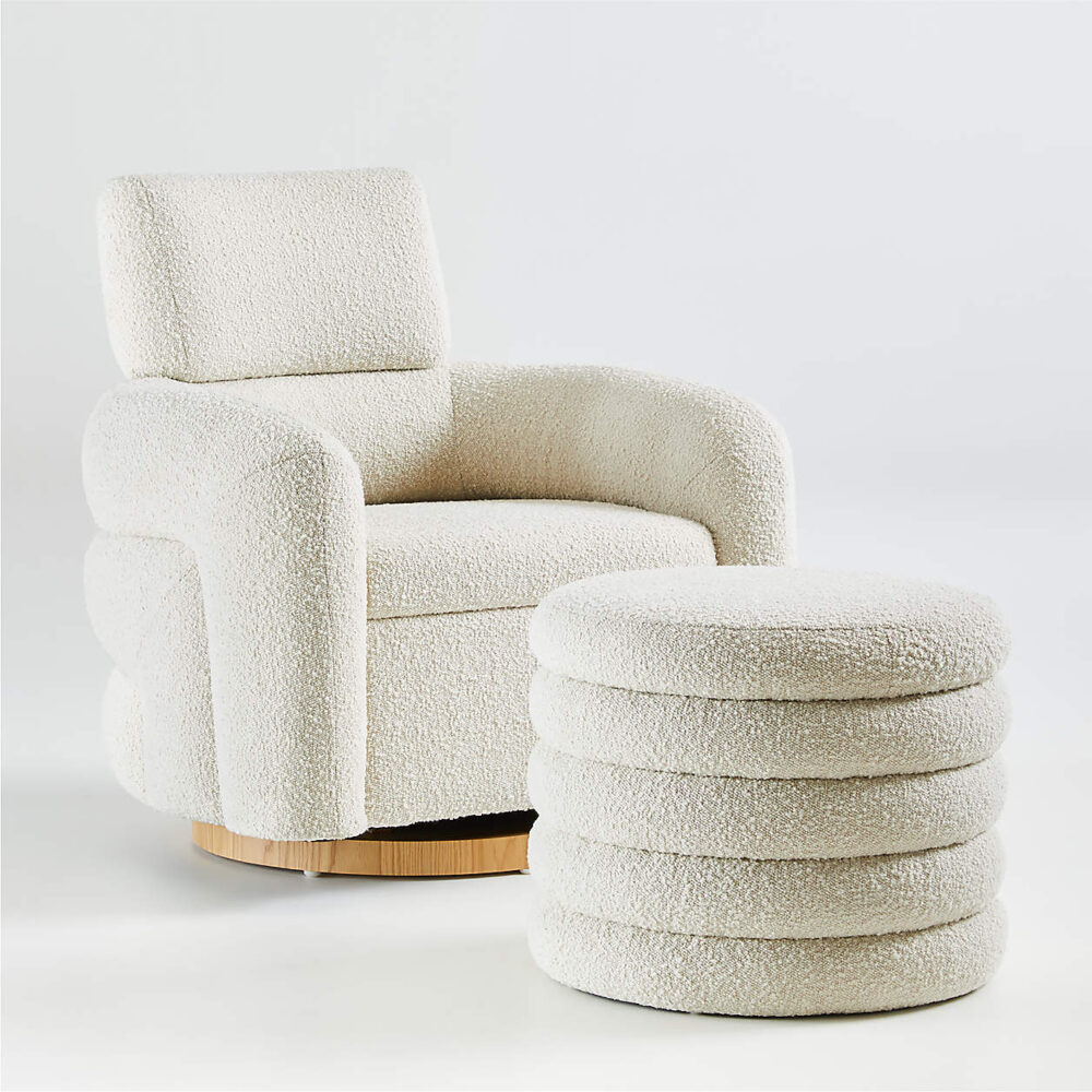 Snow Boucle Nursery Rocking Chair - Image 3